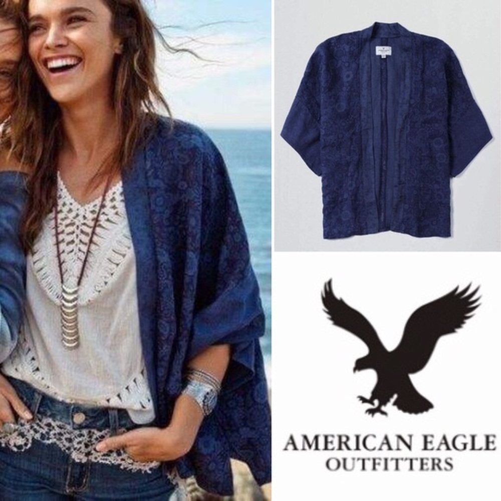 American Eagle Outfitters Blue Kimono Top